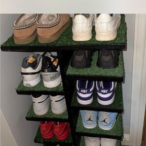 Black Shoe Rack with Green Shelves